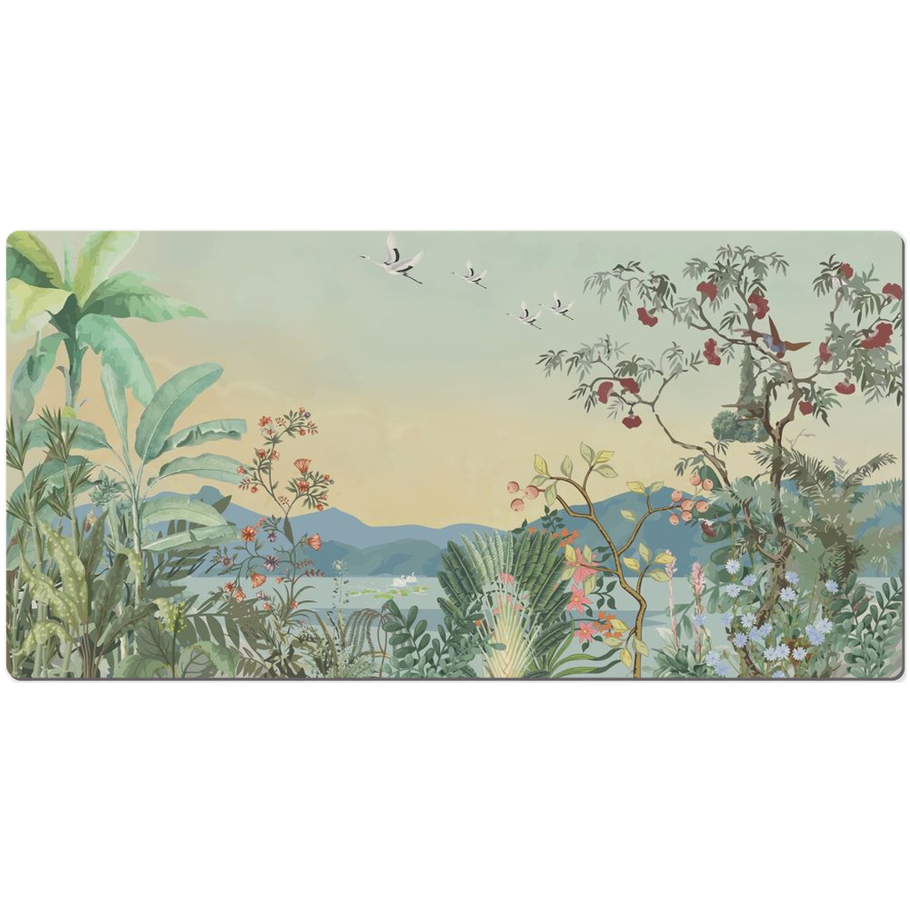 Magical Landscape Desk Mat Bird Jungle Sunset