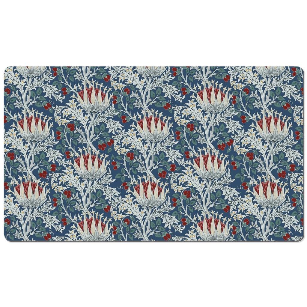 William Morris Desk Mat Thistle Blue Burgundy