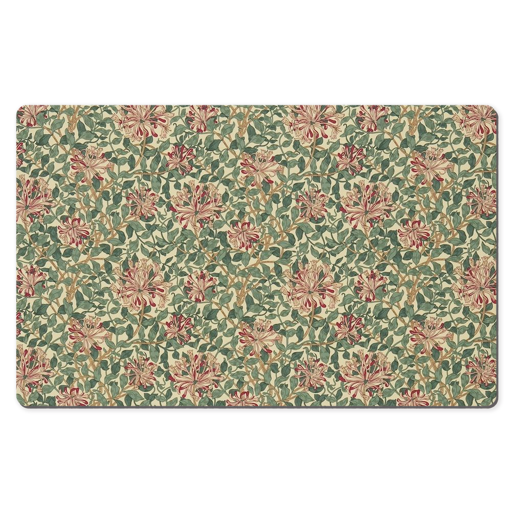 William Morris Desk Mat Honeysuckle Green Pink