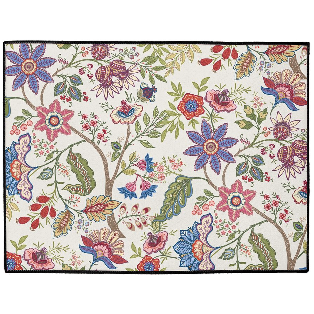 Mandalay Chintz Indoor/Outdoor Floor Mat Cream Green Pink Floral