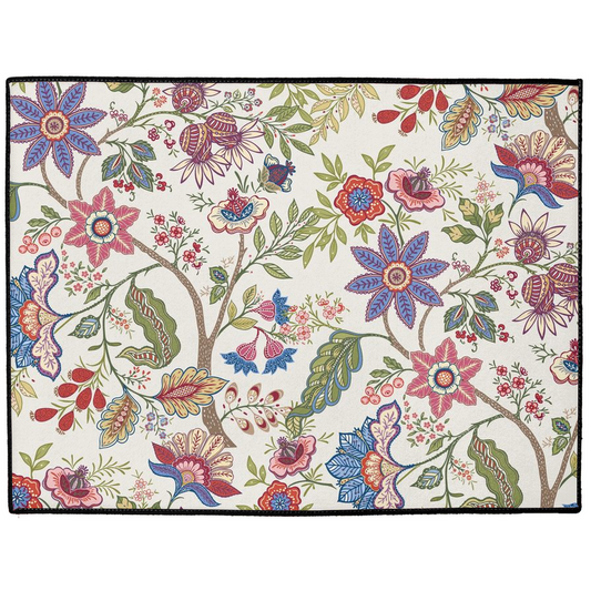 Mandalay Chintz Indoor/Outdoor Floor Mat Cream Green Pink Floral