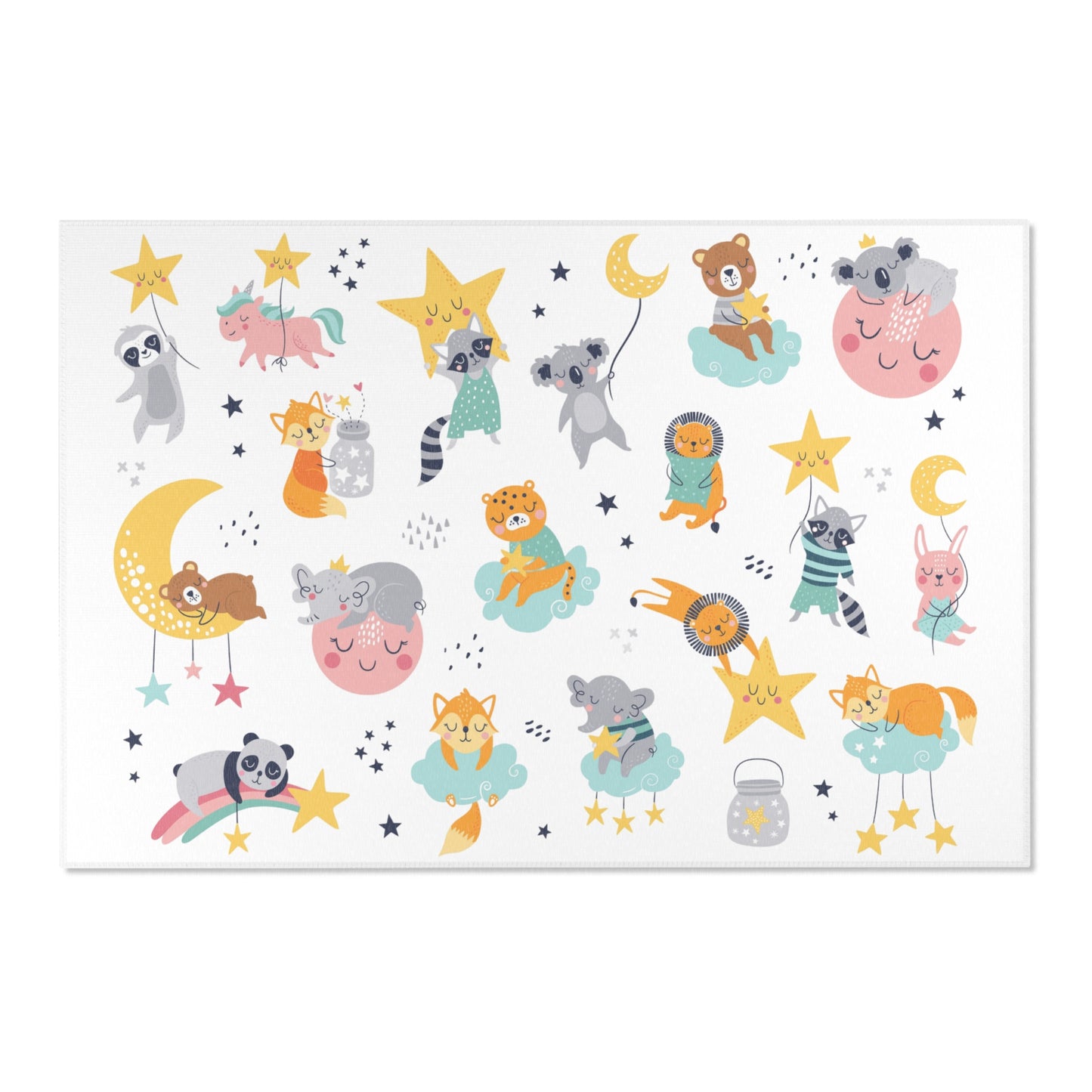 Sleepy Bedtime Animals Nursery Rug Play Mat