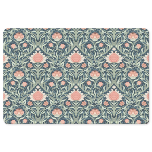 Art Nouveau Desk Mat Pink Green Floral