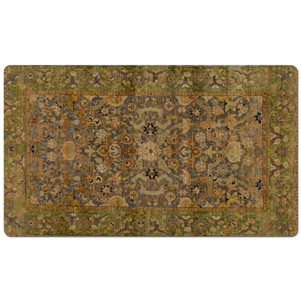 Kerman Persian Desk Mat Antique Gold Green