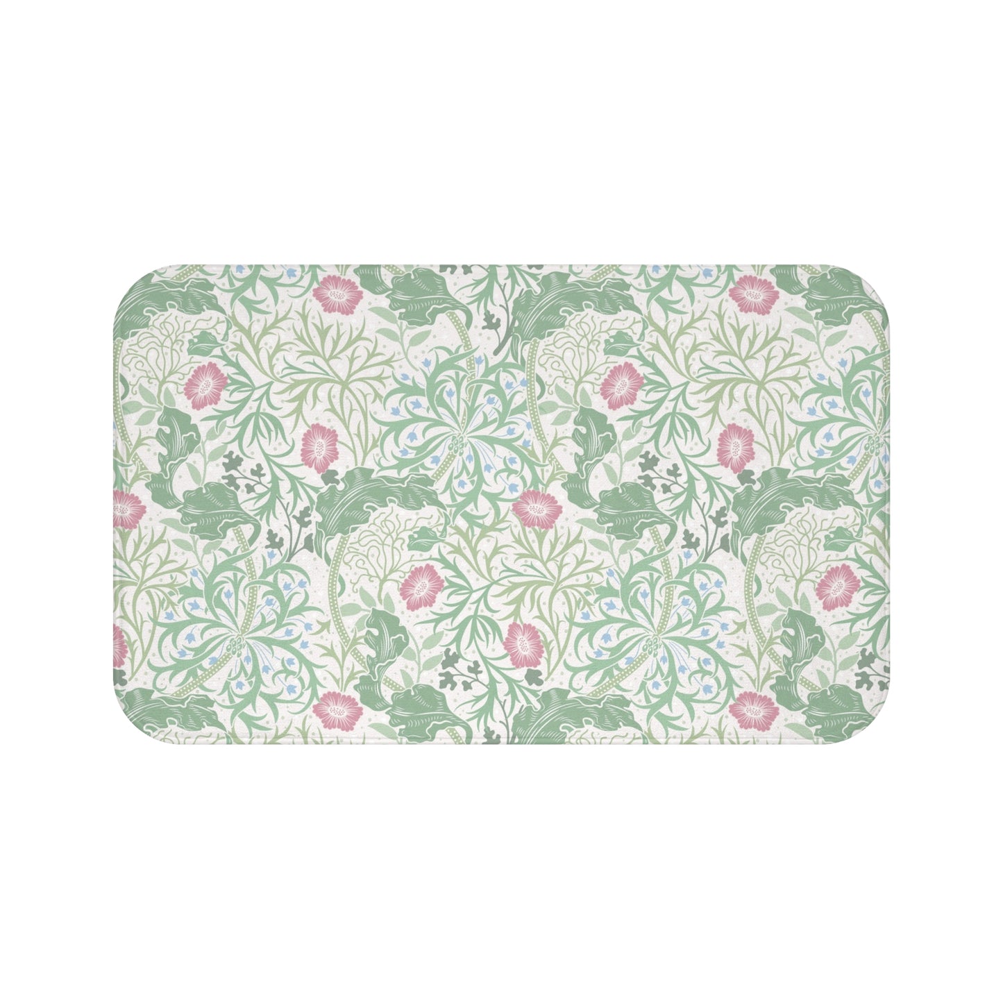 William Morris Bath Mat Seaweed Mint Green & Pink