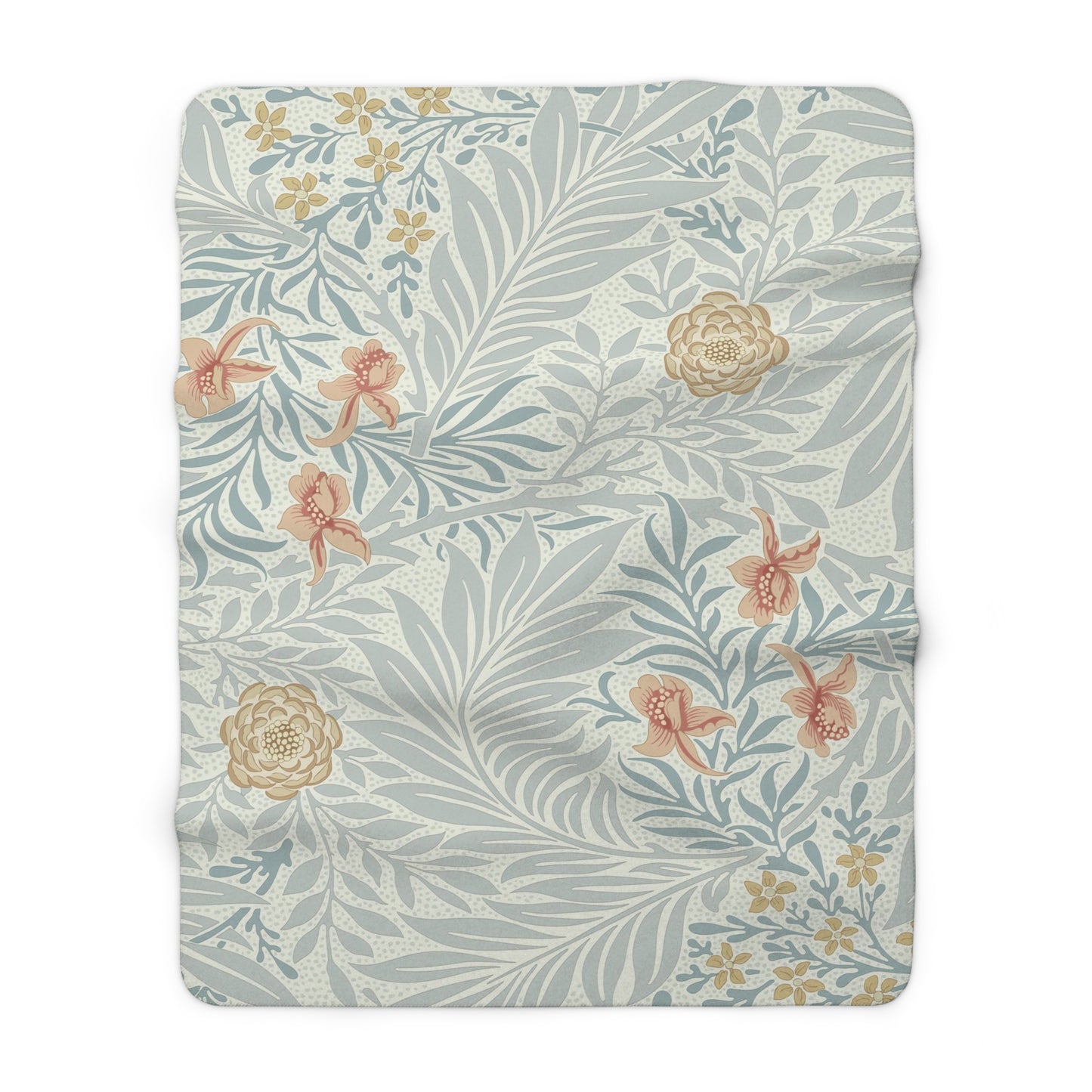 William Morris Larkspur Blue Peach Fleece Lined Blanket