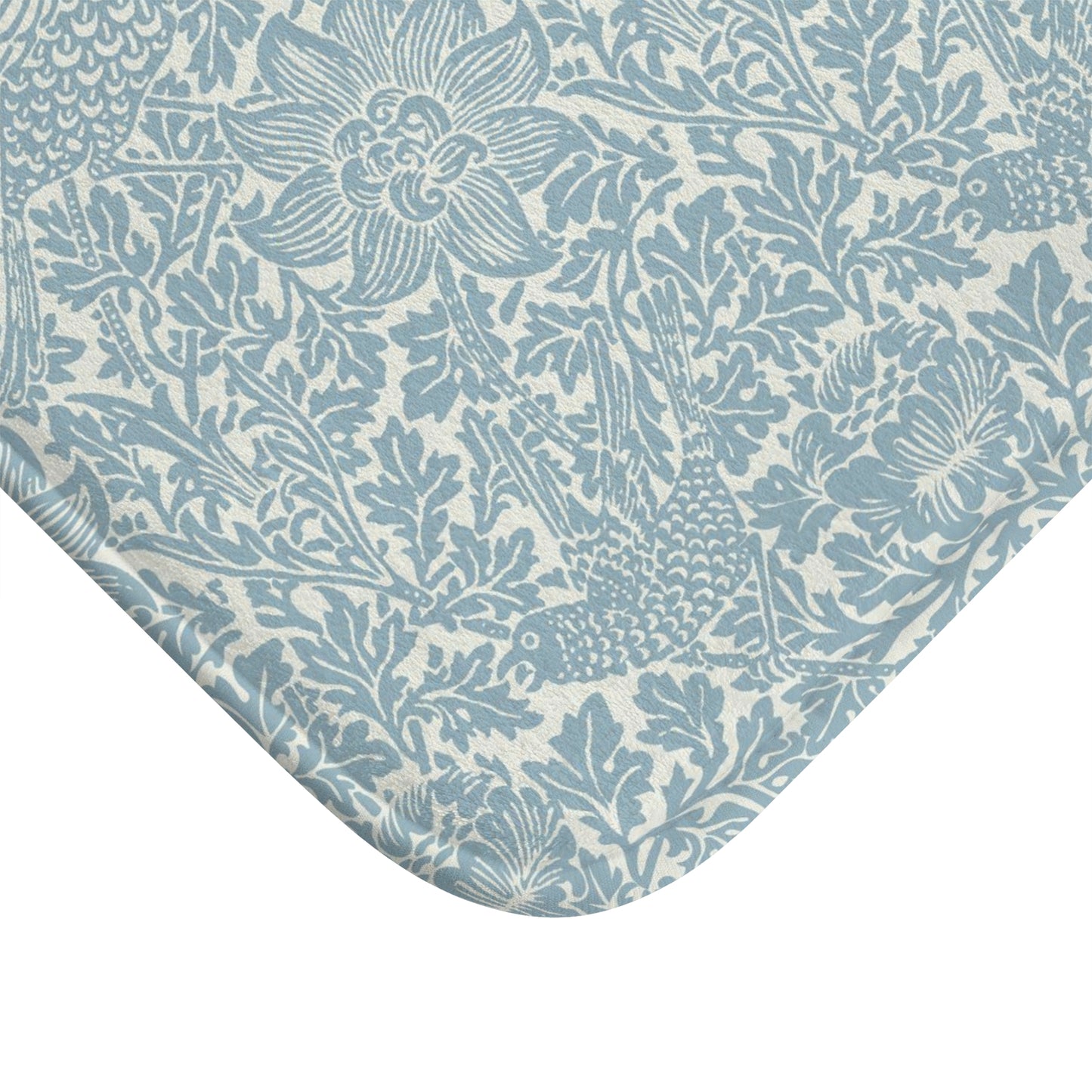 William Morris Bath Mat Bird & Anemone Soft Blue