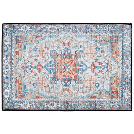 Tabriz Persian Indoor/Outdoor Floor Mat Powder Blue Terracotta