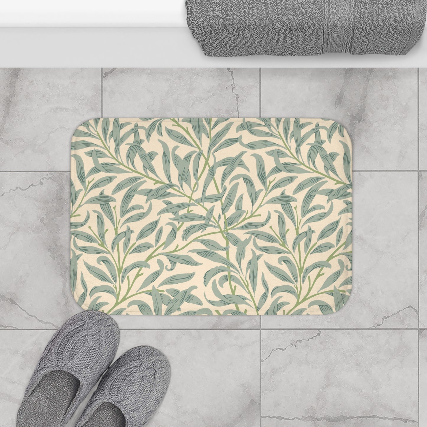 William Morris Bath Mat Willow Bough Sage Green