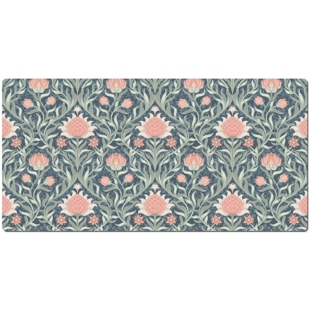 Art Nouveau Desk Mat Pink Green Floral