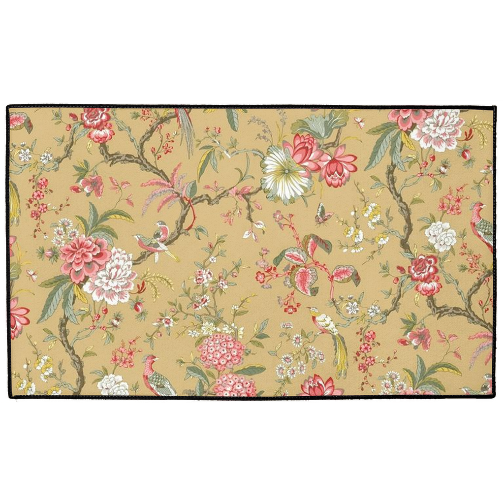 Pemberley Chintz Indoor/Outdoor Floor Beige Green Pink Floral