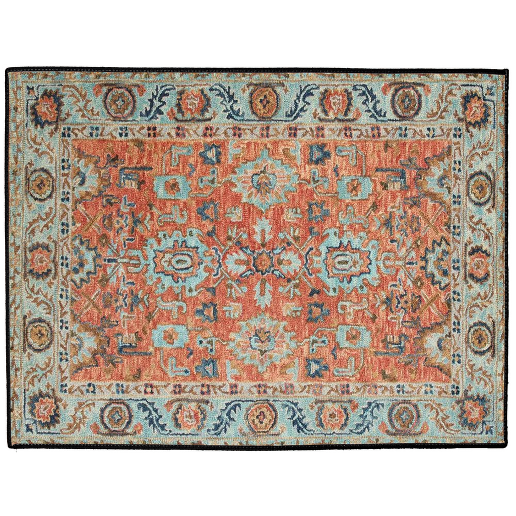 Zeeba Persian Indoor/Outdoor Floor Mat Blue Coral