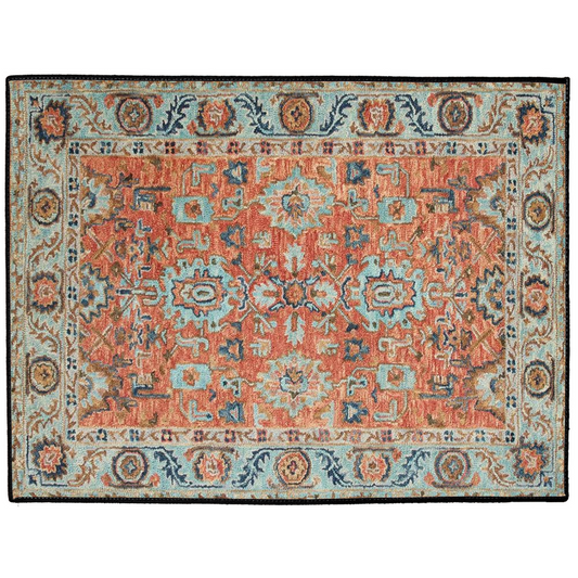 Zeeba Persian Indoor/Outdoor Floor Mat Blue Coral