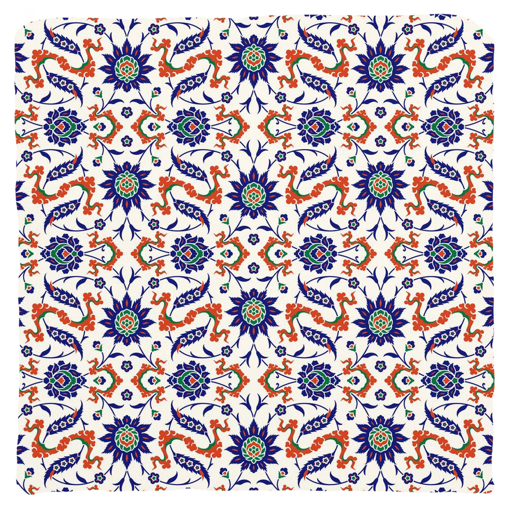 Theodora Ottoman Cotton Pillows Dark Blue & Orange