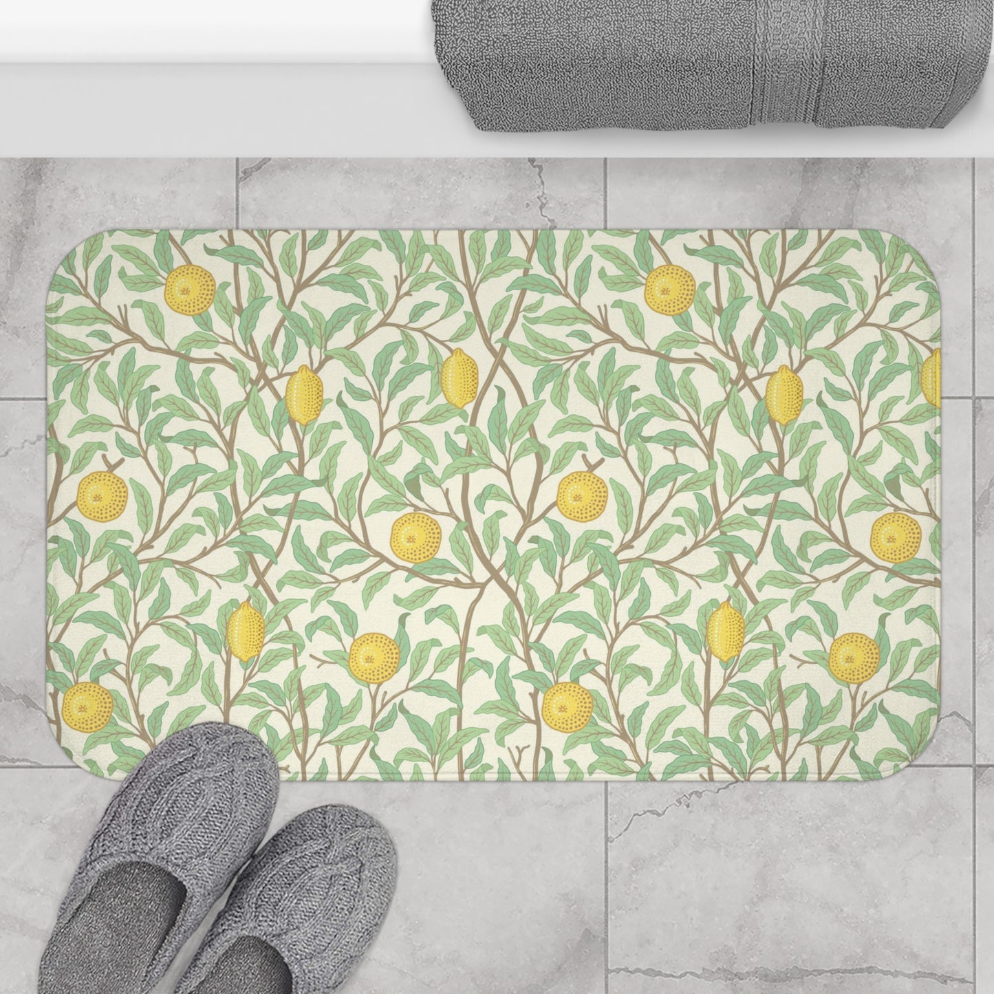 William Morris Bath Mat Lemons