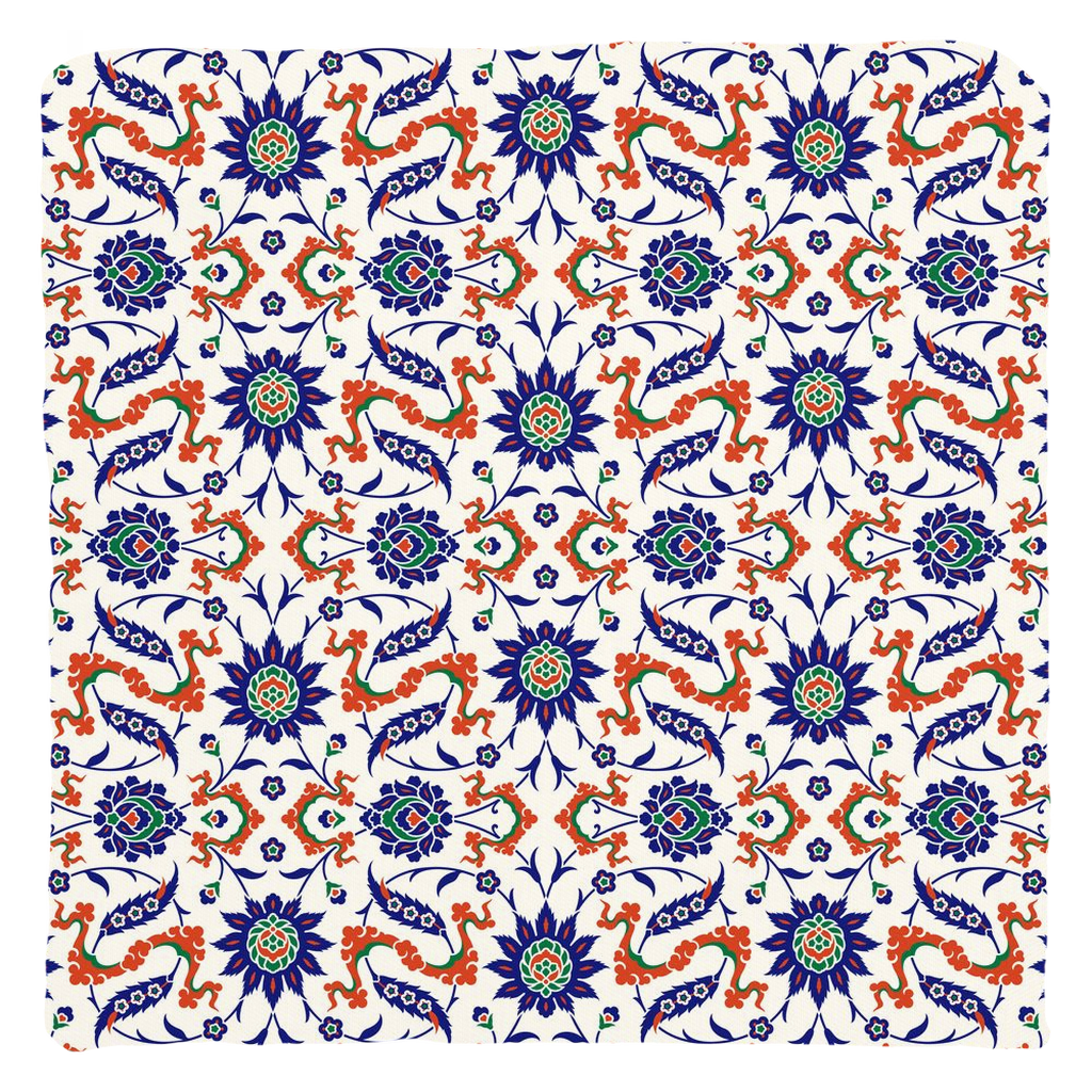 Theodora Ottoman Cotton Pillows Dark Blue & Orange