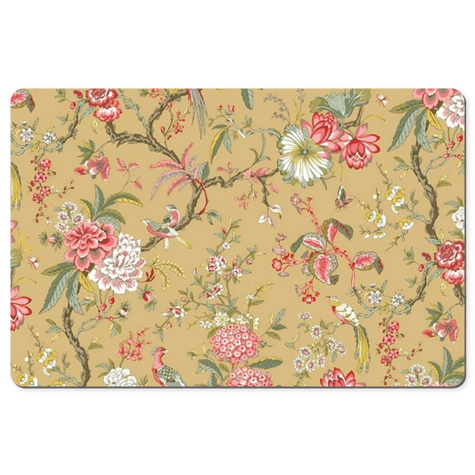 Pemberley Chintz Desk Mat Dark Beige Pink Floral