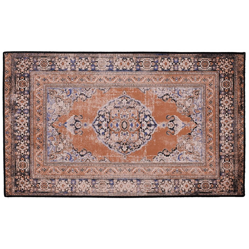 Zana Persian Indoor/Outdoor Floor Mat Antique Terracotta Blue