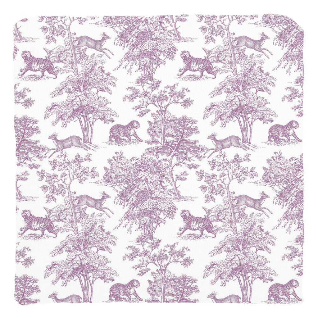 Chinoiserie Tiger Jungle Cotton Pillows Lilac Toile de Jouy