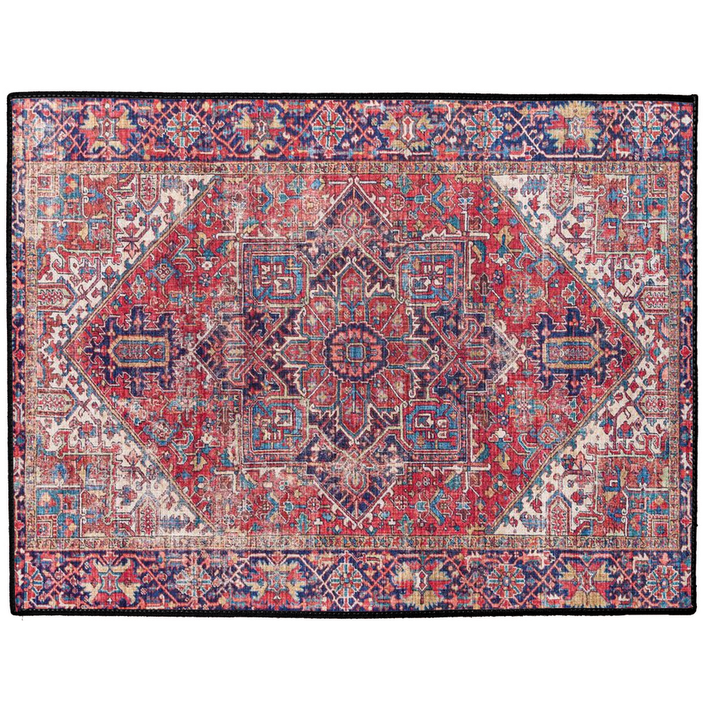 Anahita Persian Indoor/Outdoor Floor Mat Antique Burgundy Blue