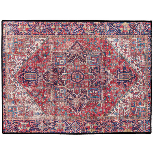 Anahita Persian Indoor/Outdoor Floor Mat Antique Burgundy Blue