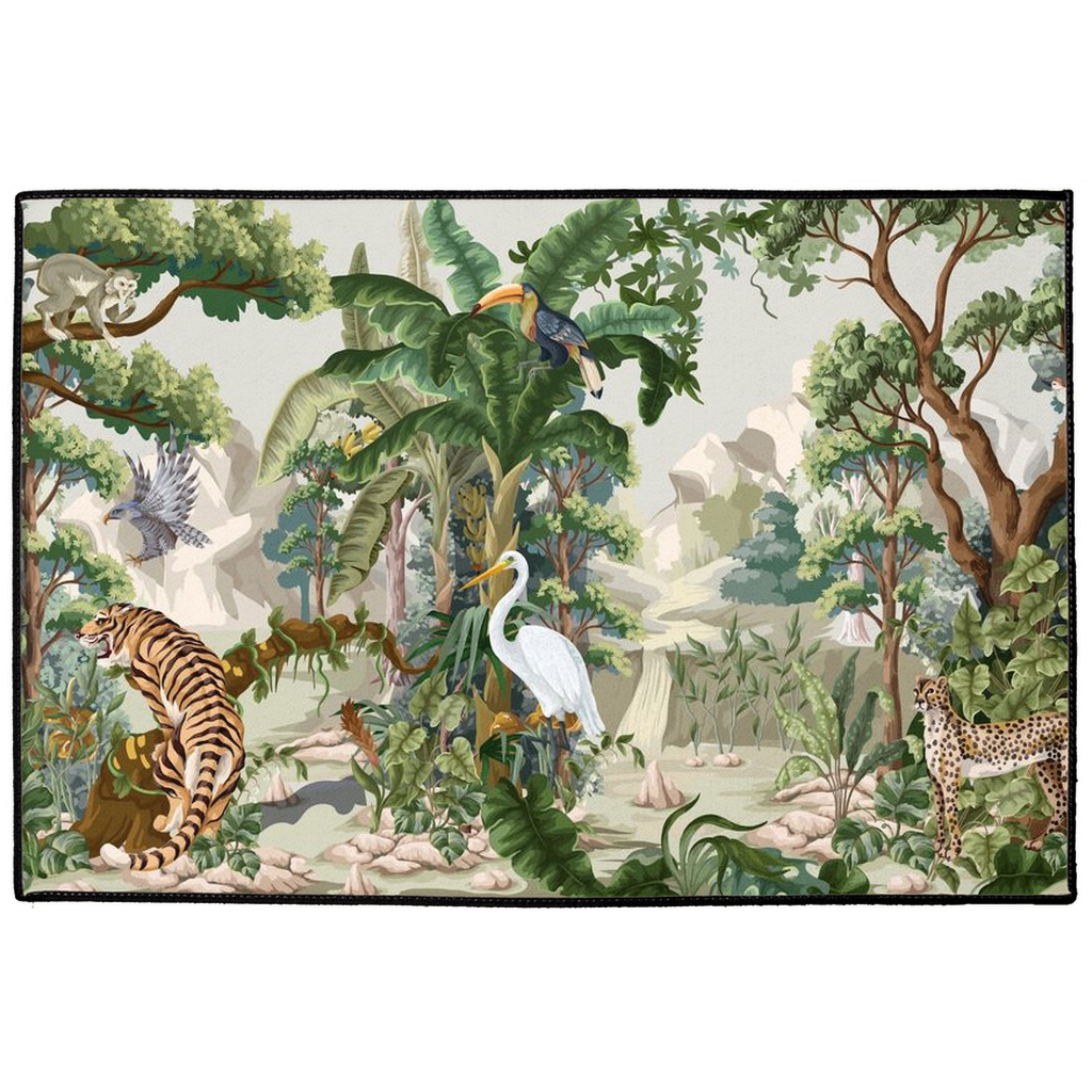 Jungle Indoor/Outdoor Floor Mat Tropical Tiger Toucan