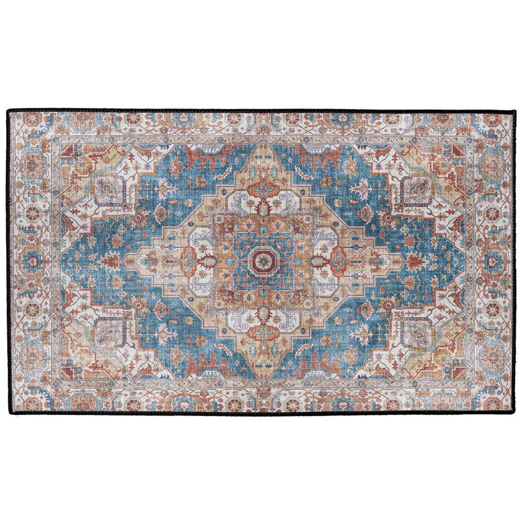 Balkh Persian Indoor/Outdoor Floor Mat Antique Blue Rust