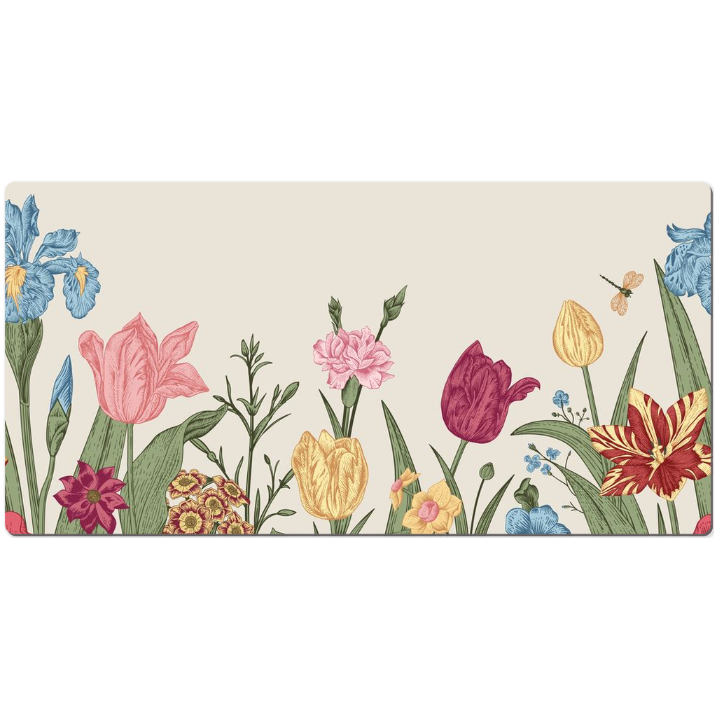 Summer Flowers Desk Mat Cottage Garden Floral