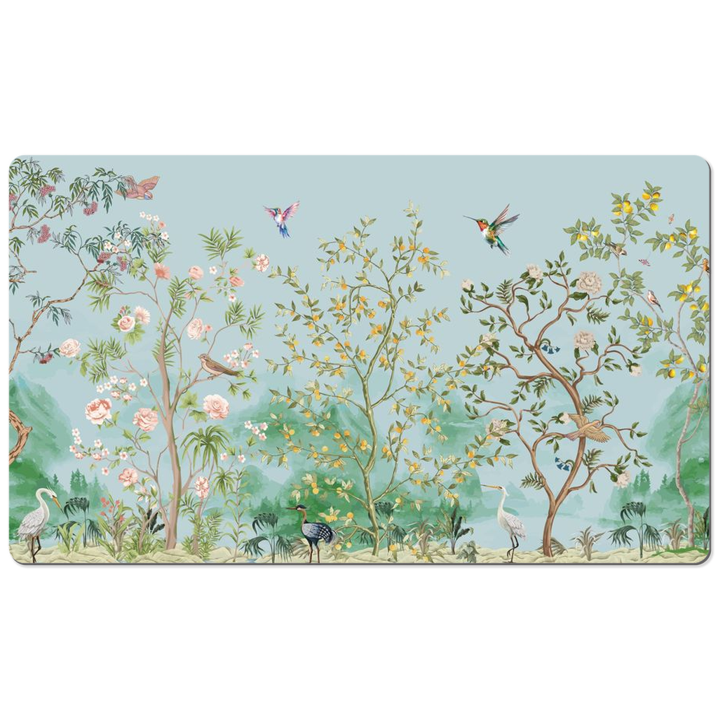 Chinoiserie Desk Mat Blue Asian Fresco Garden