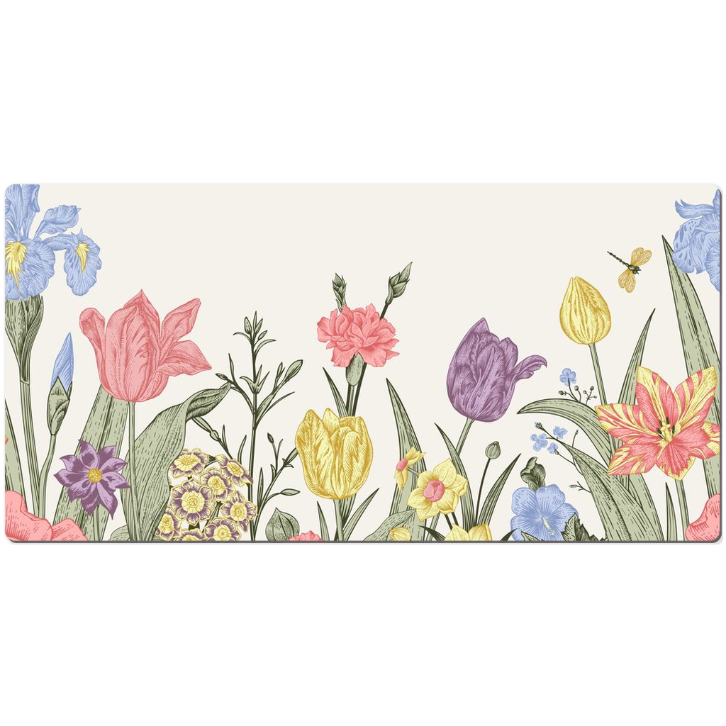 Spring Flowers Desk Mat Pastel Floral