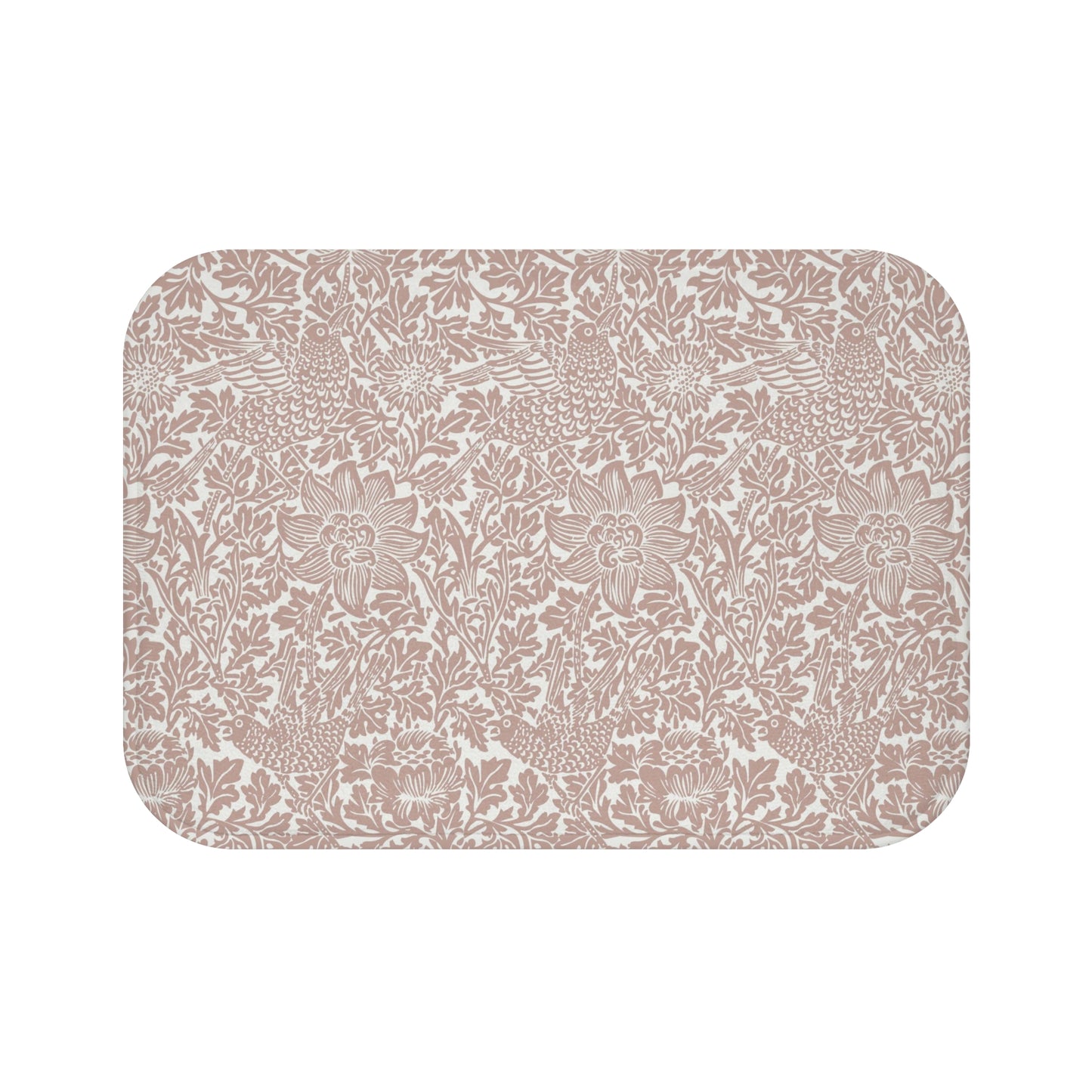 William Morris Bath Mat Bird and Anemone Peach Terracotta