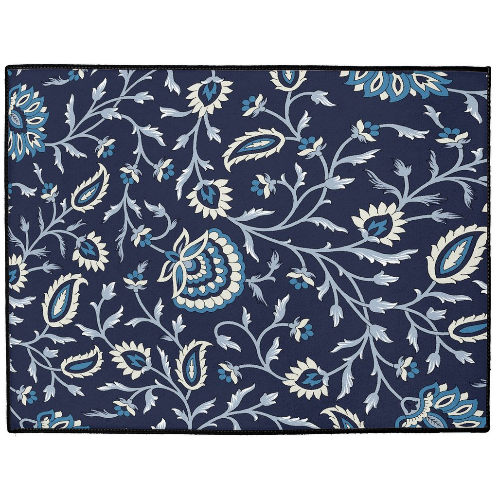 Kenworth Chintz Indoor/Outdoor Floor Mat Navy Blue Floral – Tarragonia