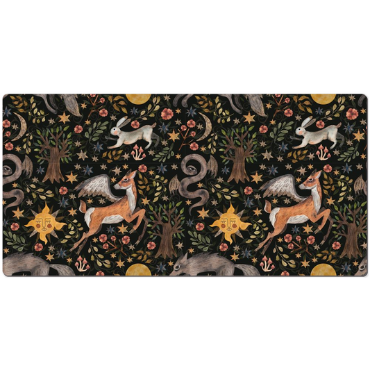 Magical Woodland Desk Mat Black Forest Botanical