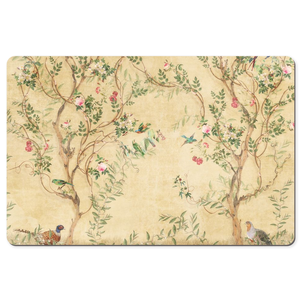 Chinoiserie Desk Mat Magical Bird Garden Cream Rose