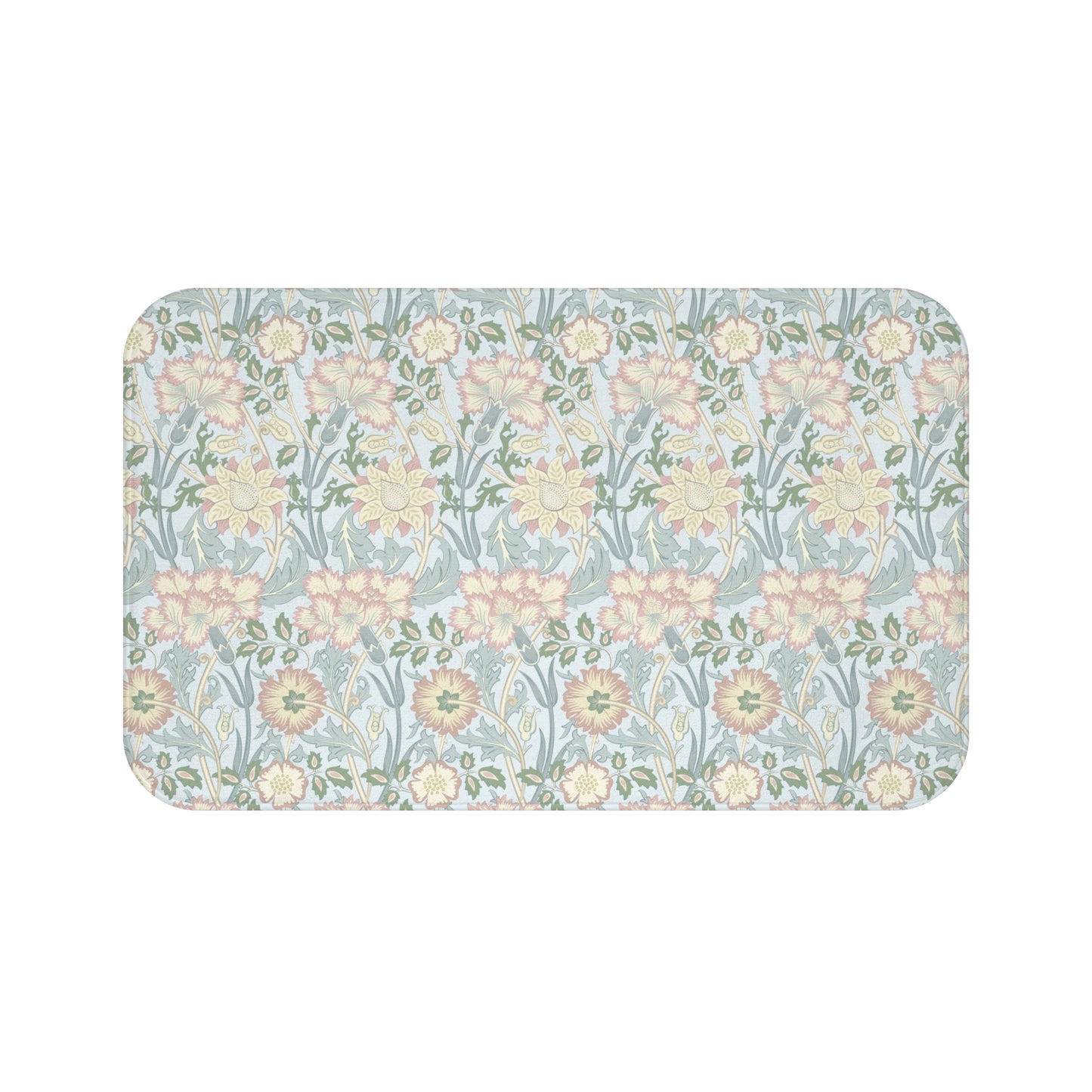 William Morris Bath Mat Pastel Blue Pink & Rose