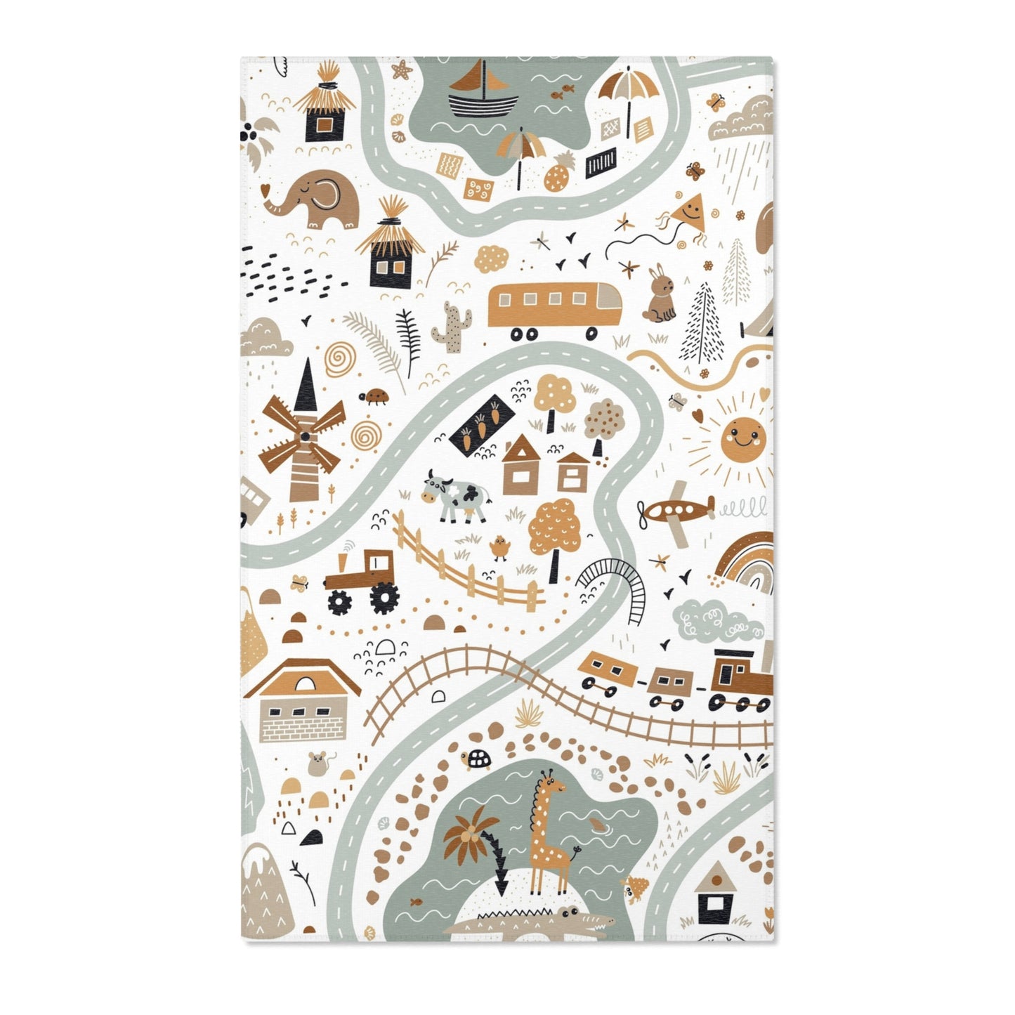 Magical Town Road Map Nursery Rug Play Mat