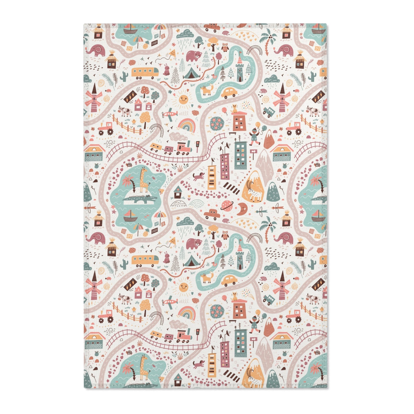 Magical Town Road Map Nursery Rug Play Mat