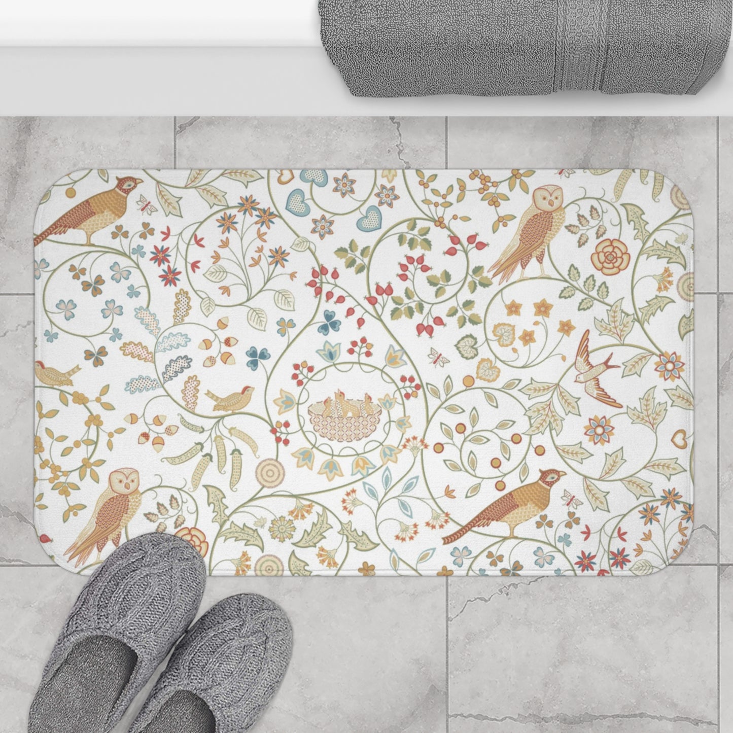 William Morris Bath Mat Newill Owl