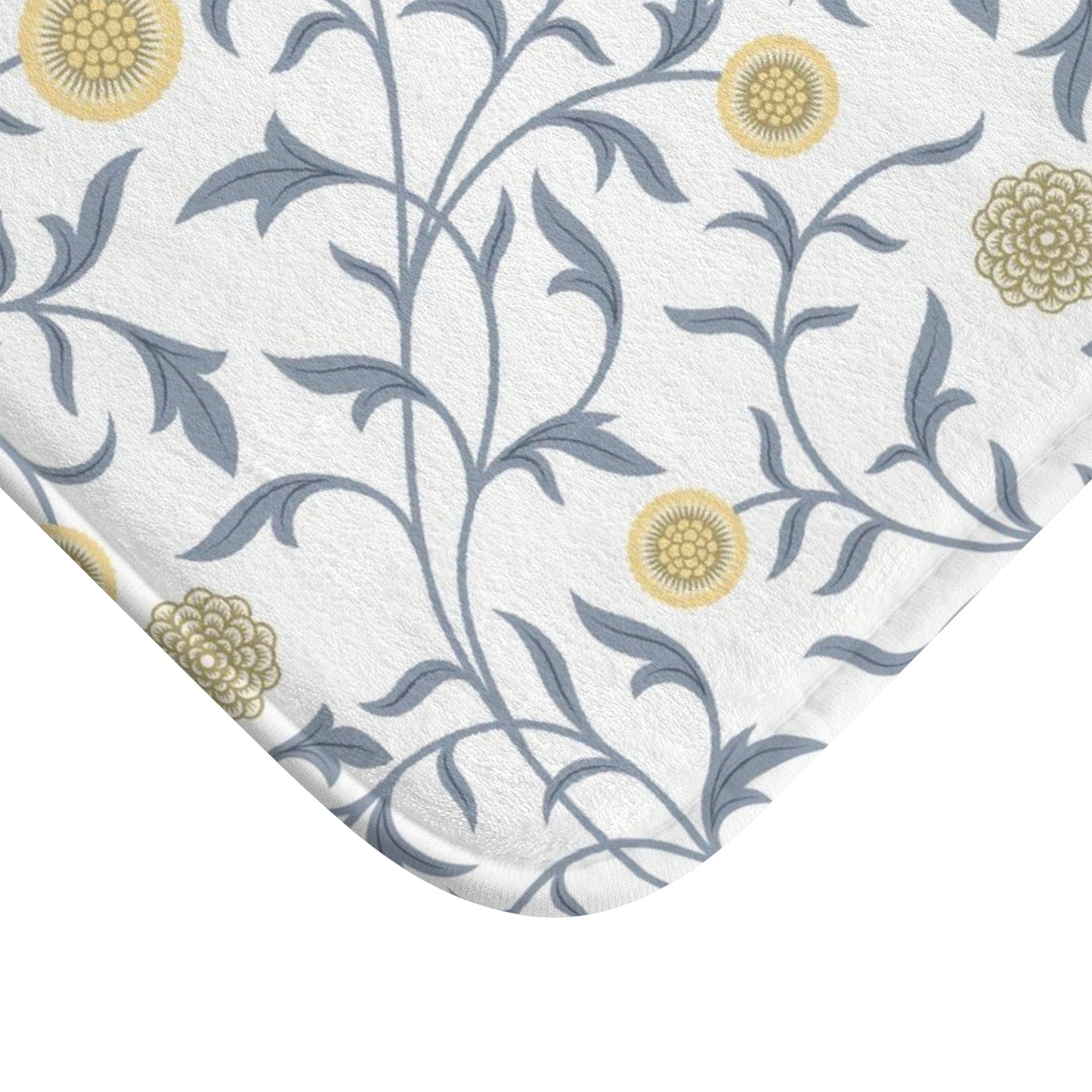 William Morris Bath Mat Scroll Gray Lemon