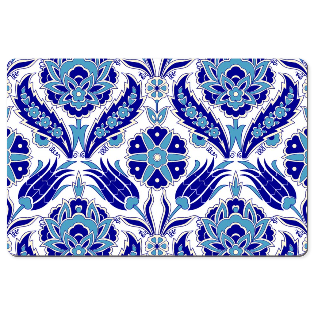 Ottoman Desk Mat Blue & White Arabesque