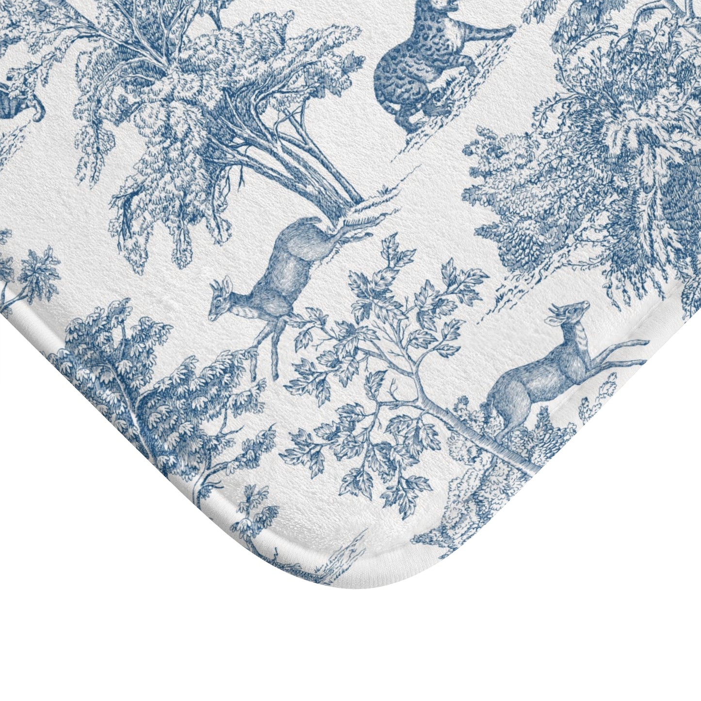 Chinoiserie Bath Mat Exotic Tiger Jungle Blue