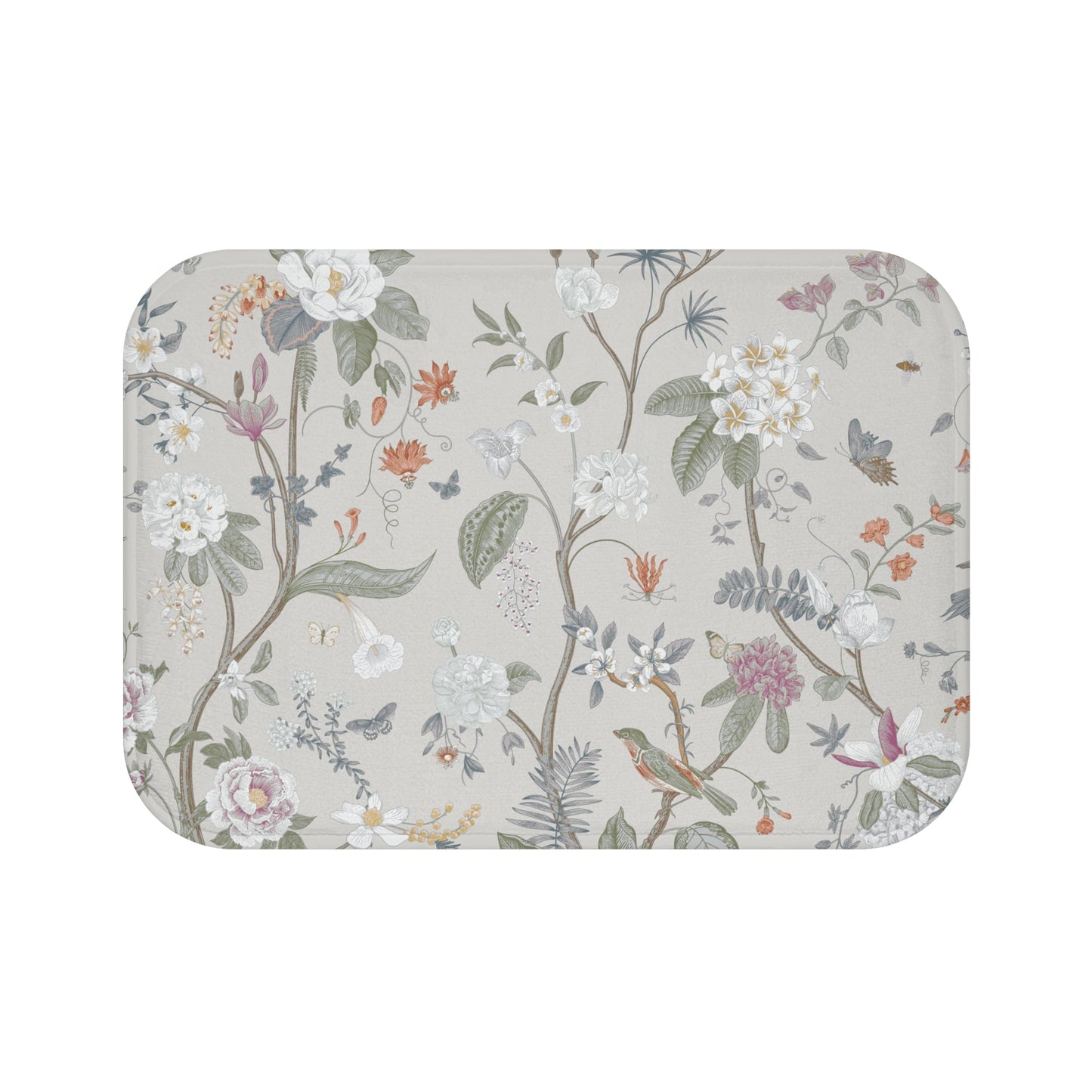 Chinoiserie Bath Mat Stone Gray