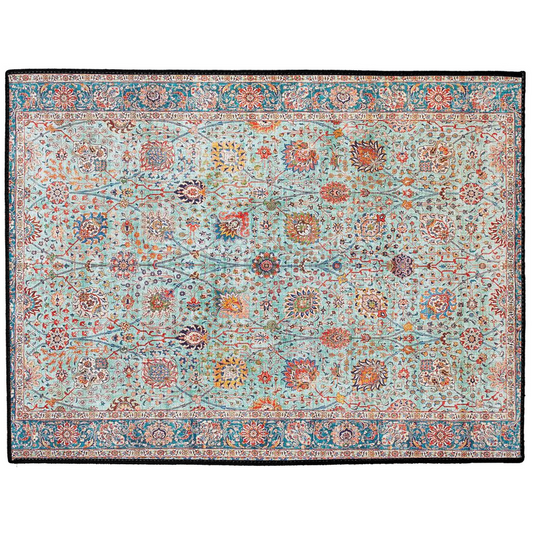 Zahra Persian Indoor/Outdoor Floor Mat Antique Aqua Blue