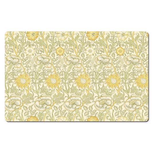 William Morris Desk Mat Pink and Rose Yellow Cowslip Fennel