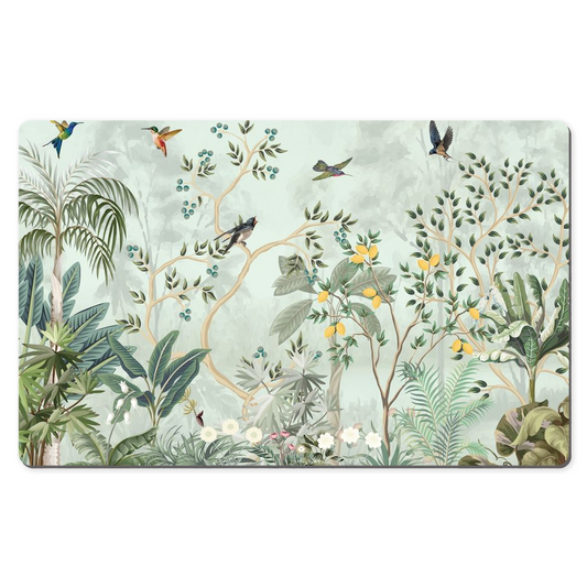 Chinoiserie Desk Mat Magical Bird Garden Mint Green