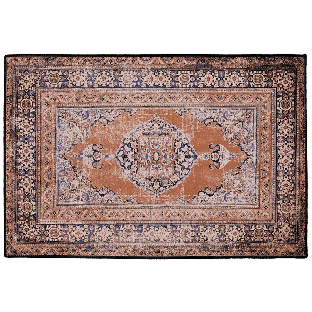 Zana Persian Indoor/Outdoor Floor Mat Antique Terracotta Blue