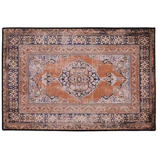 Zana Persian Indoor/Outdoor Floor Mat Antique Terracotta Blue