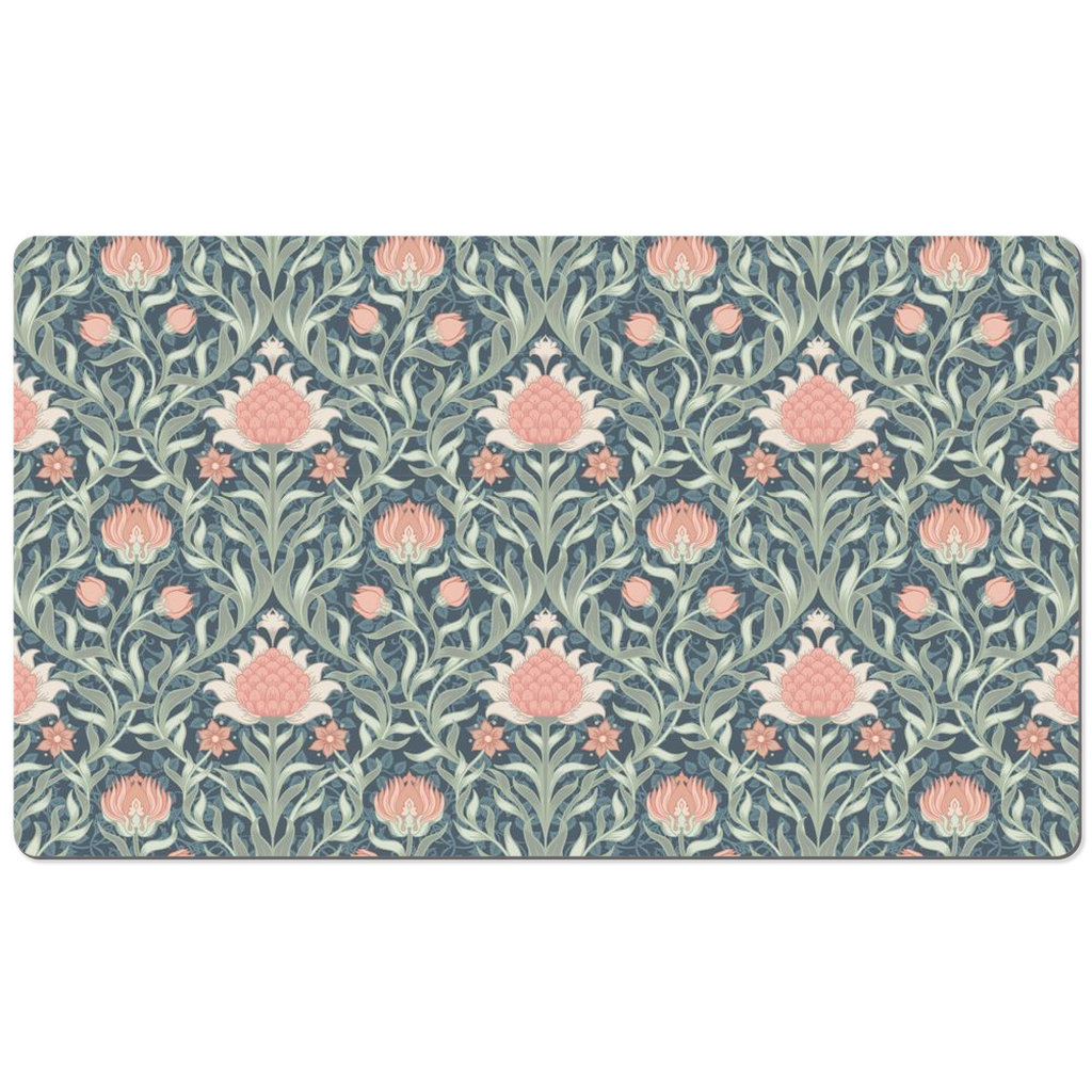 Art Nouveau Desk Mat Pink Green Floral