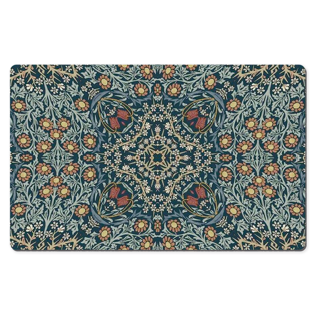 William Morris Desk Mat Blackthorn Blue Floral