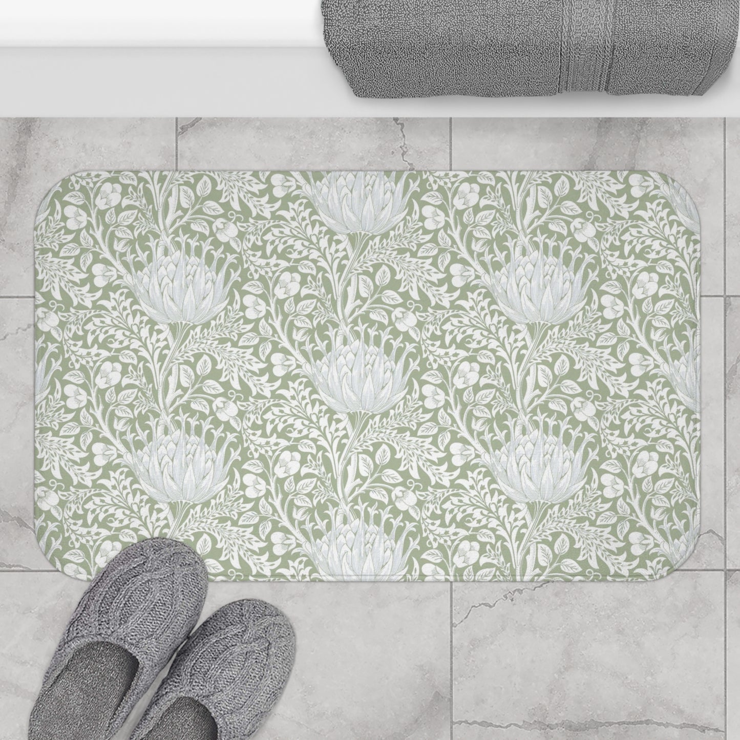 William Morris Bath Mat Artichoke Sage Green